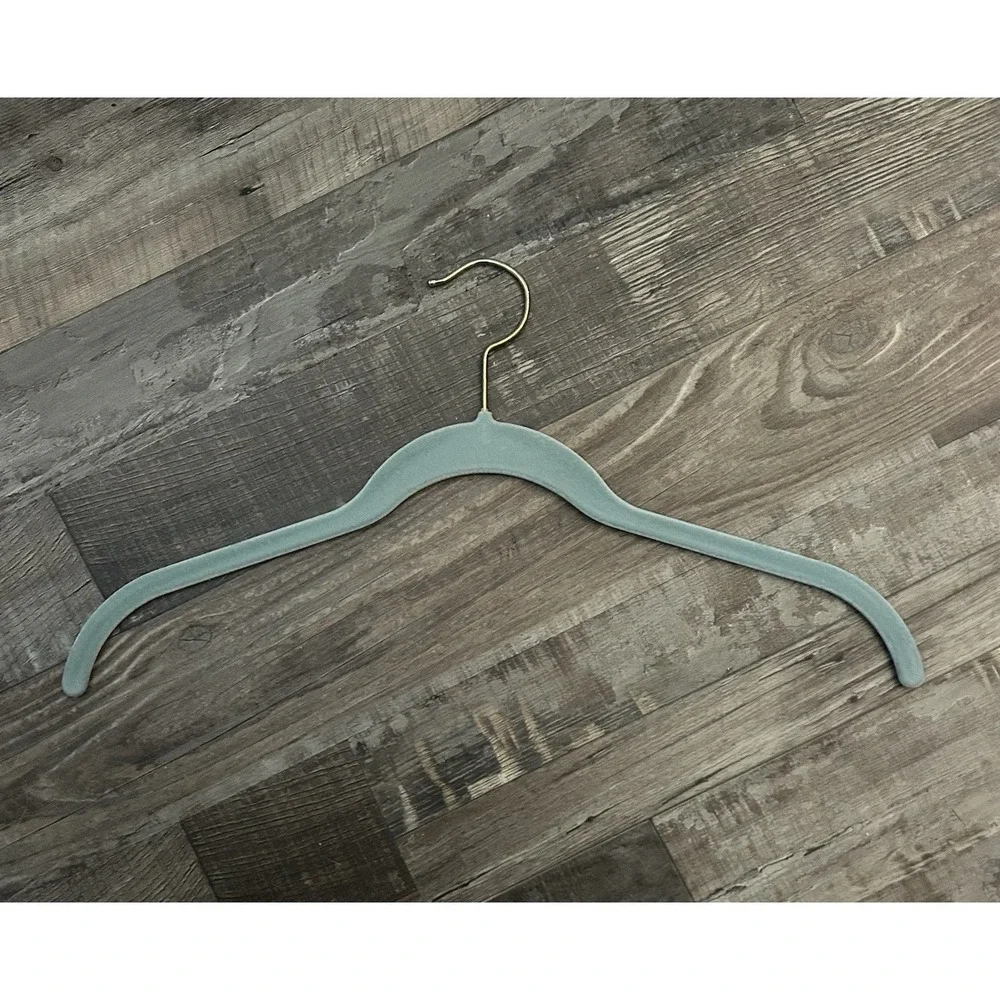 10-Pack Blue Velvet Flocked Non-Slip Clothes Hangers w/ Metal Hooks